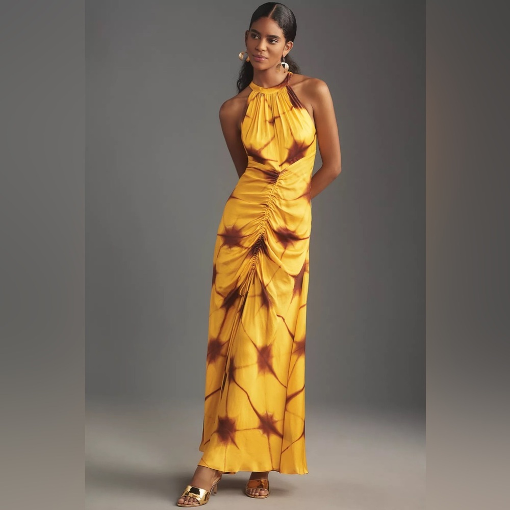 NWT Atsu Halter Ruched Maxi Dress